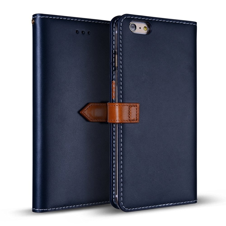 Handcrafted Genuine Leather Folio Flip Cover ID Card Slot Banknote Storage Smartphone Wallet Case