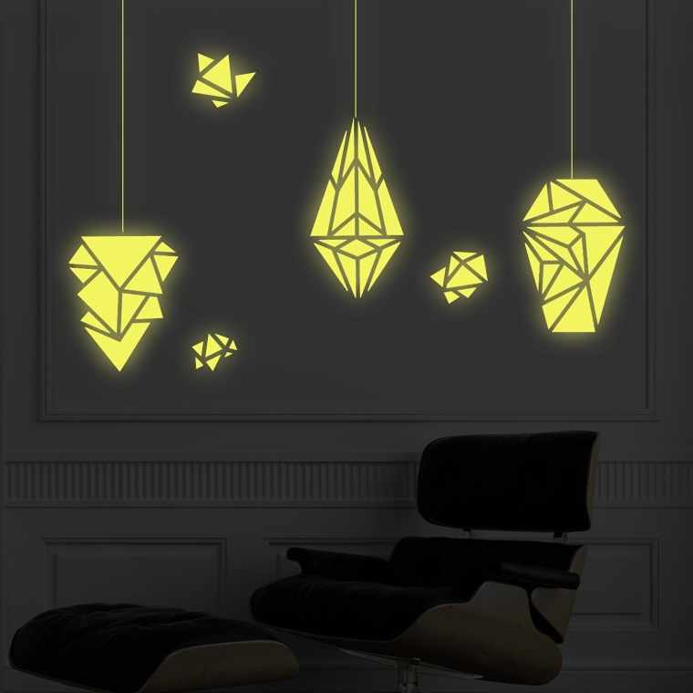 Removable Self-Adhesive Wall Stickers Geometric Lamps Glow in the Dark Mural Art Decals