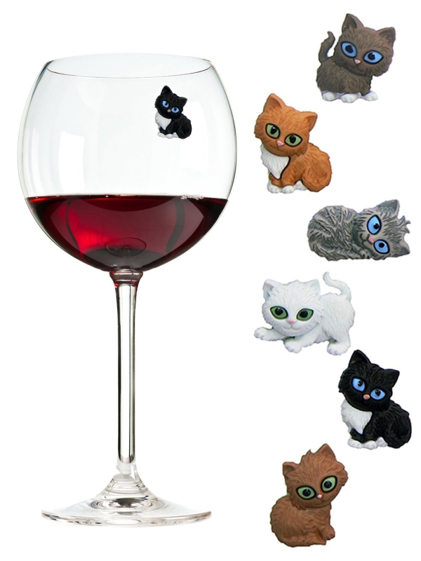 Simply Charmed Cat Wine Charms or Glass Markers