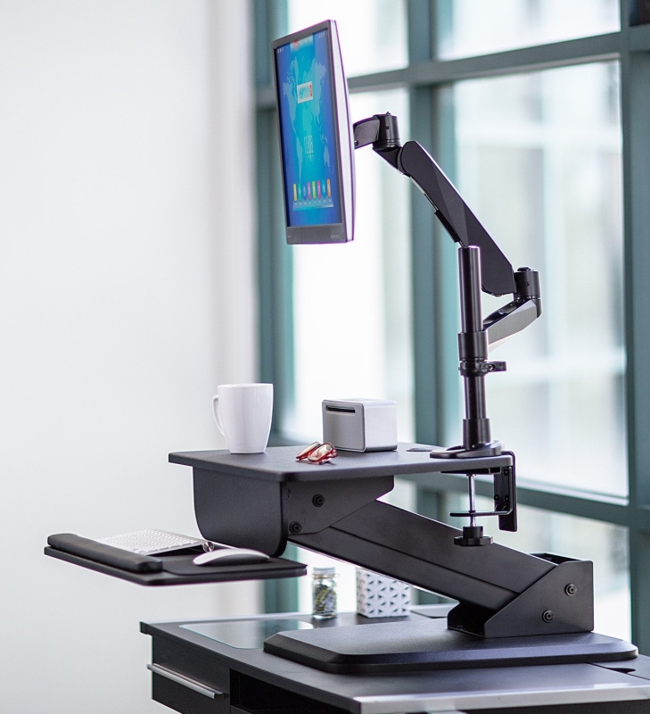 Sit-Stand Desk Converter and Height Adjustable Monitor Mount Combo Workstation