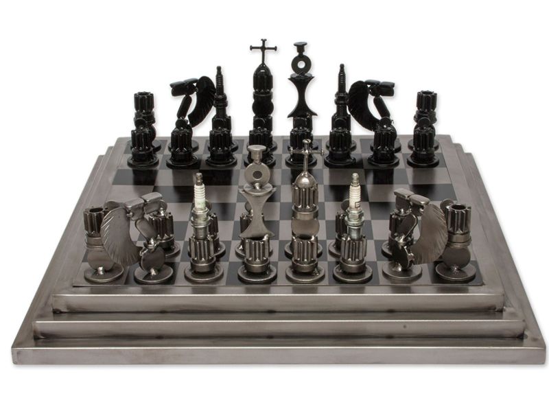upcycled-auto-part-chess-set