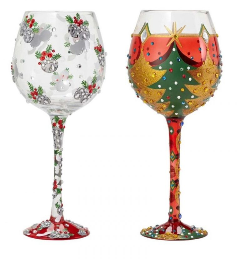 Lolita Bling Christmas 20oz Oversize Wine Glasses Set of 2