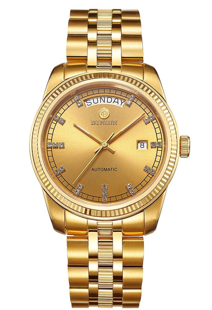 Presidential 18K Shining Gold Plated with Date and Day, luminous and ...