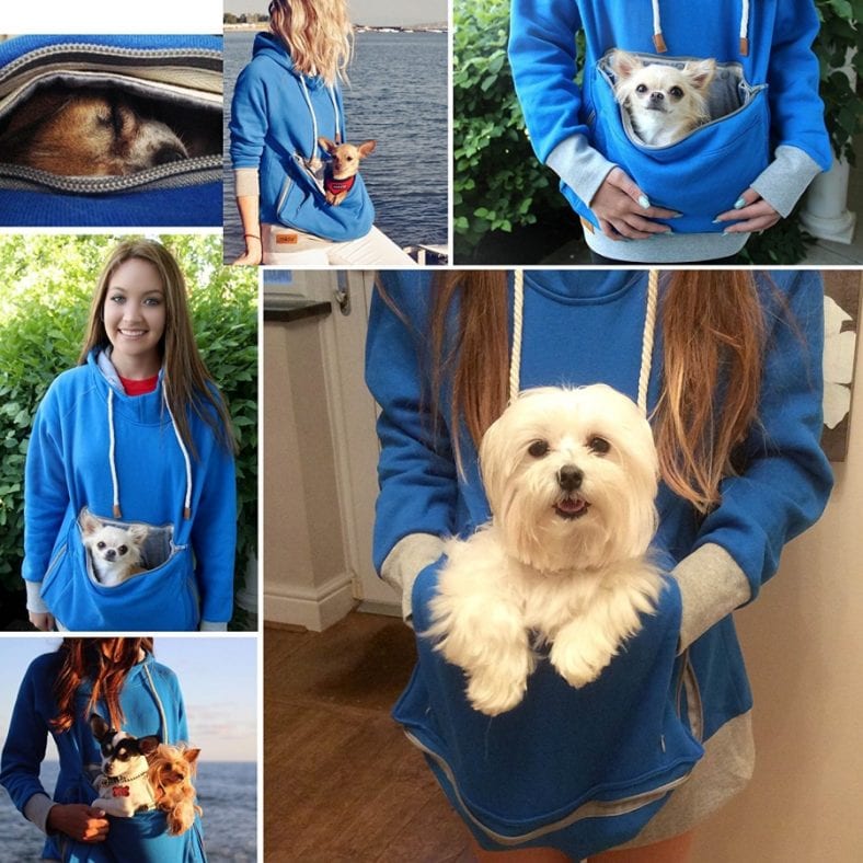 Cat Hoodie LINYUCHEN Cat Pouch Hoodie Large Pet Pouch Sweatshirt Puppy Kitten Holder Carrier Pullover Tops For Women Red Toasty Hoodie With Dog Pocket