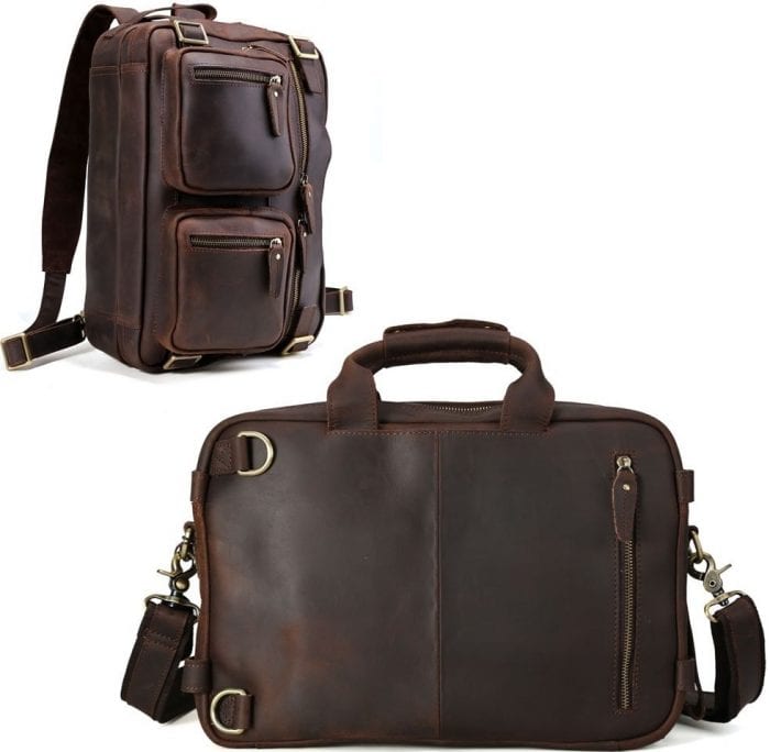 Expandable Genuine Leather Briefcase