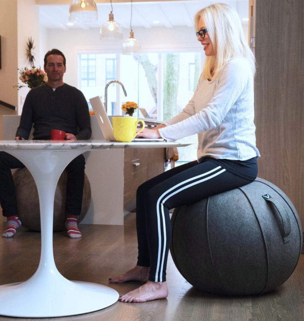 Vivora Luno Exercise Ball Chair - Chenille Balance Ball For Office, Home, Yoga & Core Training