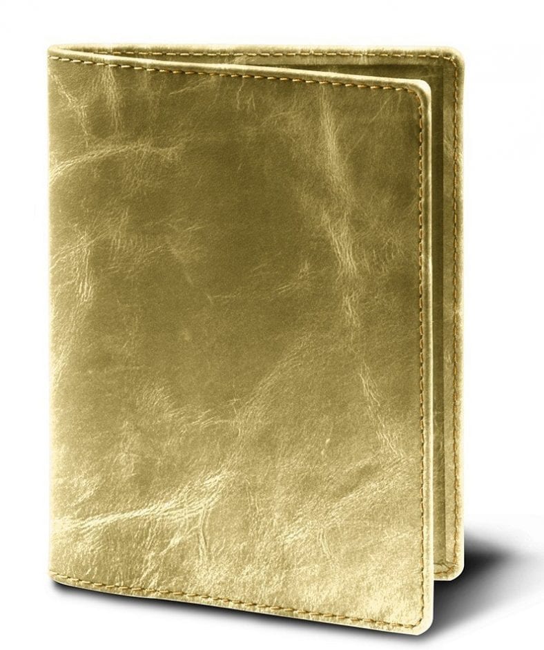 Luxury Passport Holder Golden Metallic Leather
