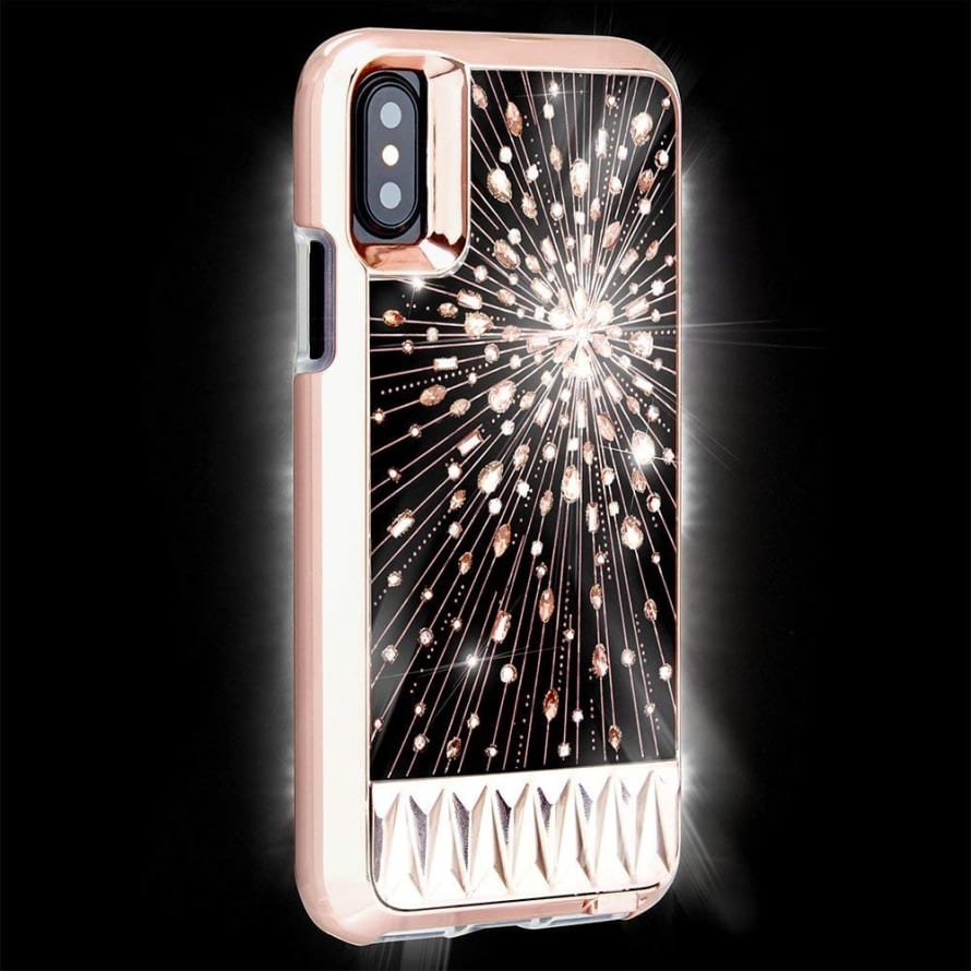CASE-MATE Tough ID Custodia Protettiva In Vera Pelle Con Tasche Per Carte, Per IPhone X/10/Ten, Colore Nero Con Dettagli Rossi