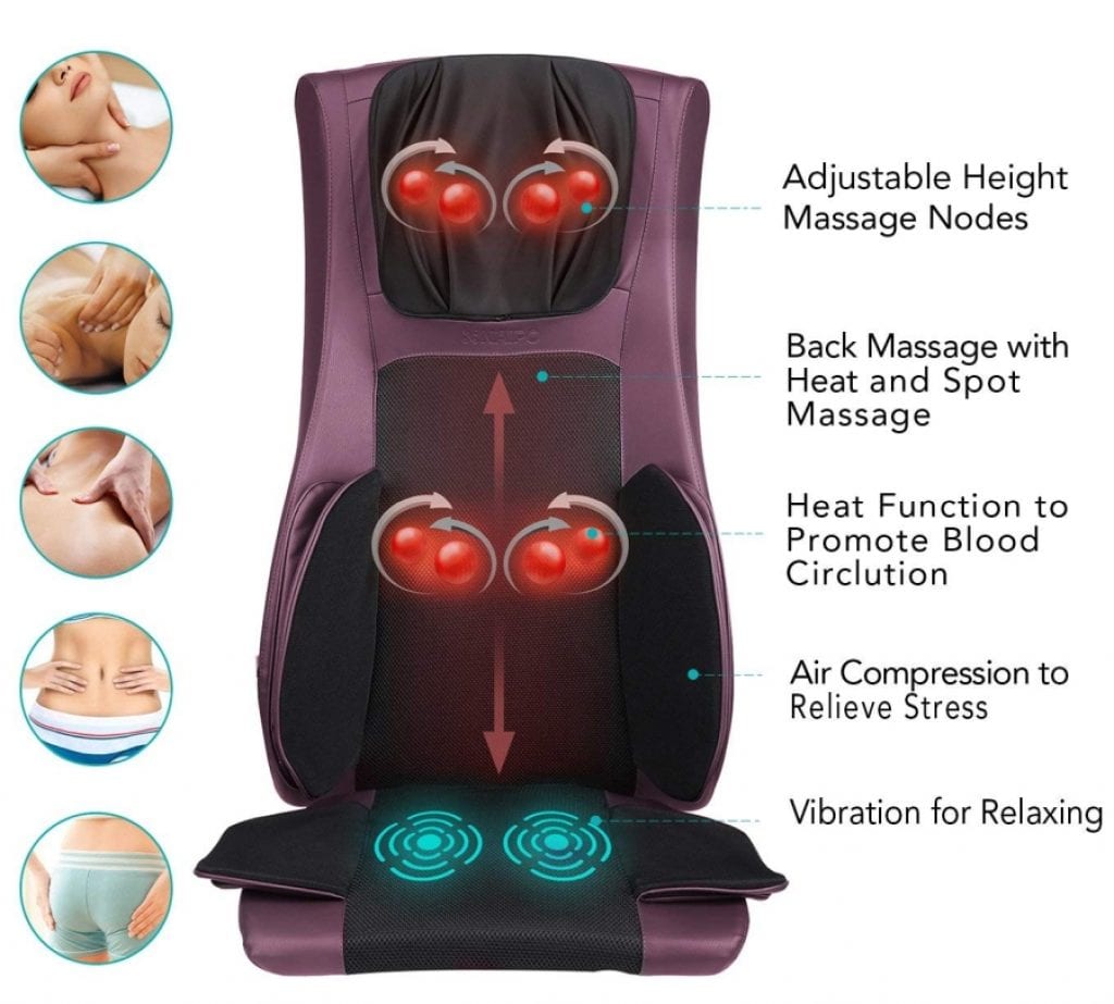 Naipo Back And Neck Massager Shiatsu Massage Chair Seat Cushion Pad