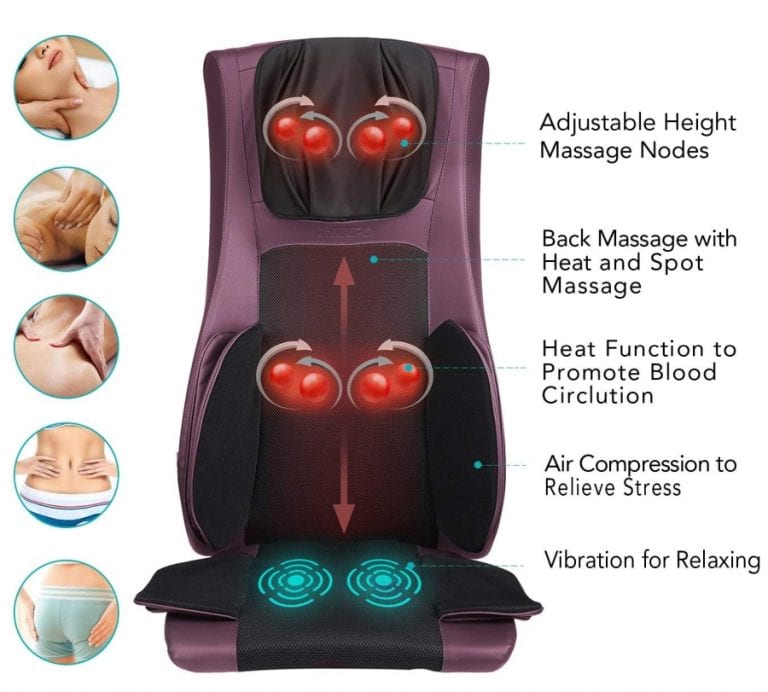 Naipo Back And Neck Massager Shiatsu Massage Chair Seat Cushion Pad 