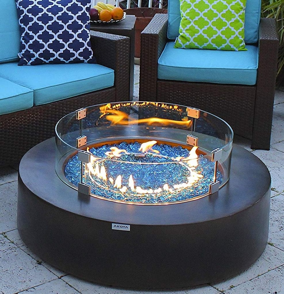Outdoor Essentials 42″ Round Modern Concrete Fire Pit Table