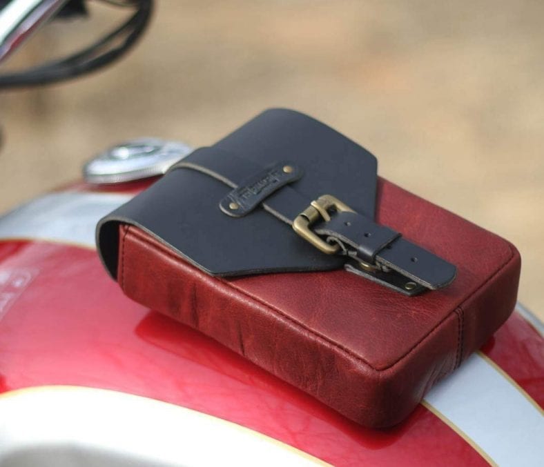 Trip Machine Company Leather Motorcycle Tank Pouch Cherry Red