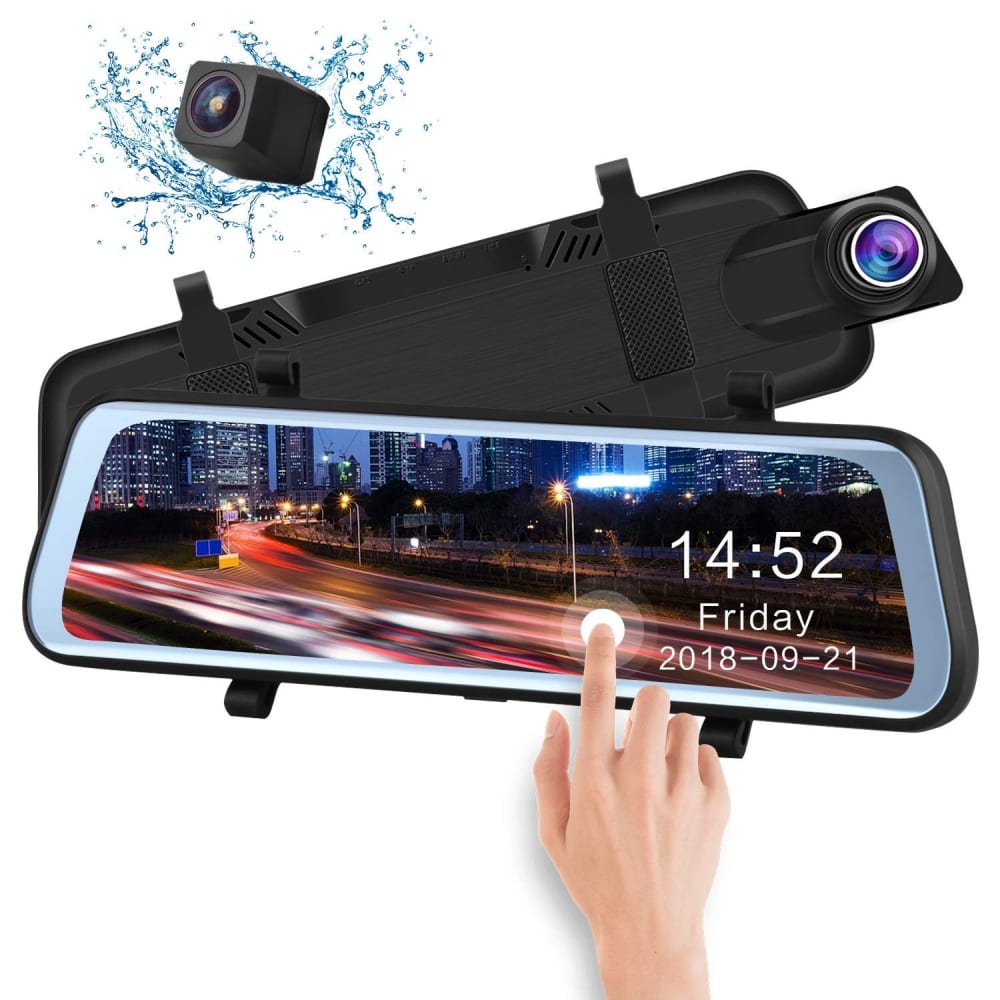 Mirror Dash Cam Backup Camera 9.66″ Full Touch Screen Stream Media Dual ...