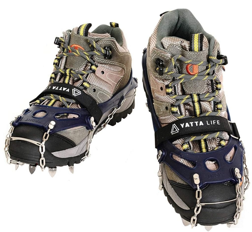 trail running snow spikes