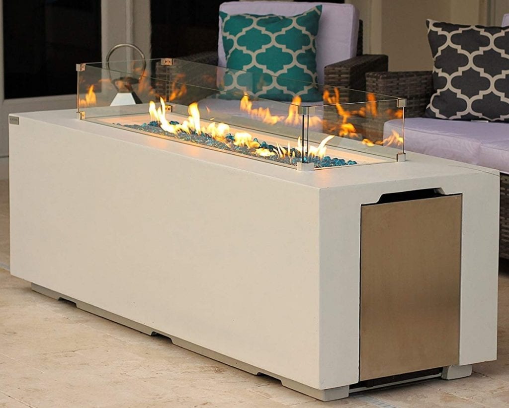 AKOYA Outdoor Essentials 70″ Linear Rectangular Modern Concrete Fire Pit