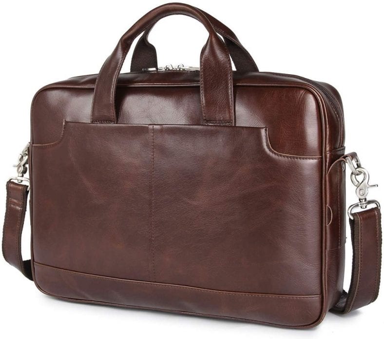 Augus Leather 16″ Laptop Briefcase for Men