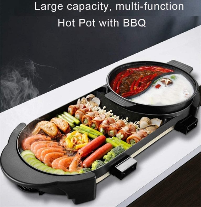 Electric BBQ Grill Indoor Hot Pot 1500W NonStick Baking Pan