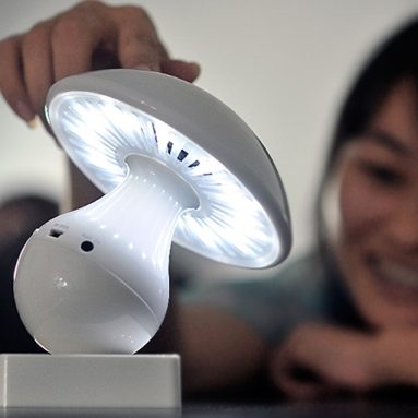 MP3 Player and Speaker ”Shroom” – Tactile White LED Lamp