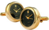 Round Gold-Tone Cufflink Watch