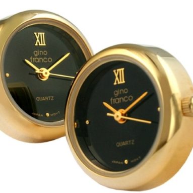 Round Gold-Tone Cufflink Watch