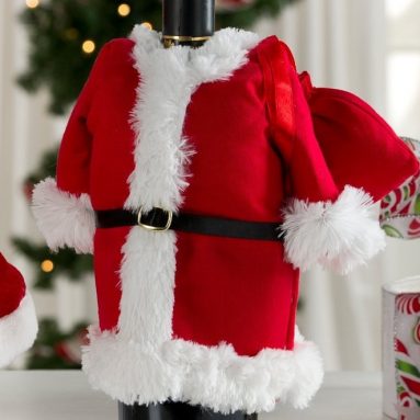 Santa Suit with Toy Bag Wine Bottle Cover