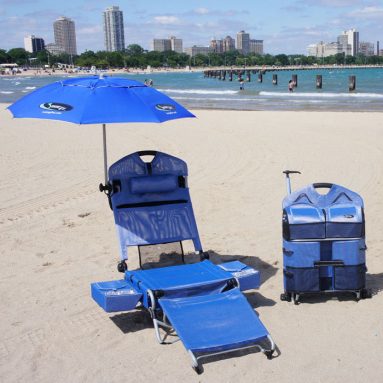 Beach Lounger Pack Chair with Speakers and Digital Amplifier