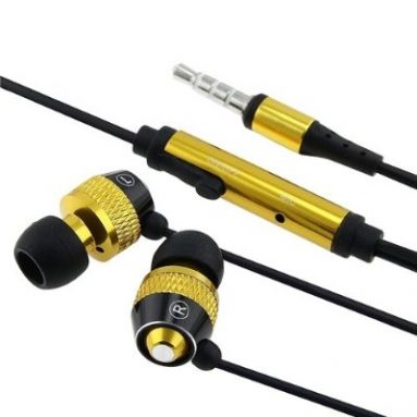 Gold In-Ear Stereo Headset w/ On-off & Mic Compatible