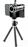 12x Zoom Black Camera Lens with Mini Tripod for Iphone 5