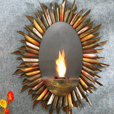 Spiral Sunburst Wall Mount Gel Fuel Sconce