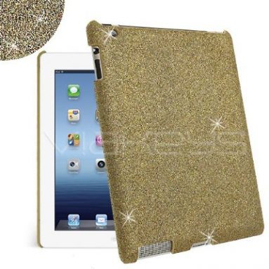 Gold Glitter Back Cover Case for New iPad / iPad 3 / iPad 2