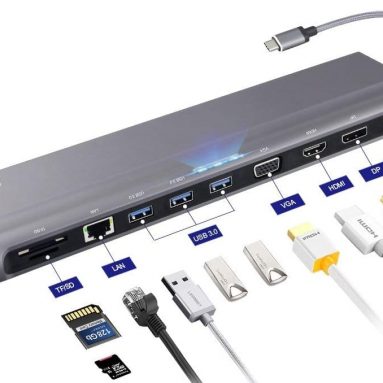 12 in 1 Multi-Port USB 3.0, Secure Docking Station with Charging Power