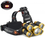 12000 Lumen 5 LED Work Headlight 4 Modes Rechargeable Waterproof Flashlight