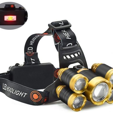 12000 Lumen 5 LED Work Headlight 4 Modes Rechargeable Waterproof Flashlight