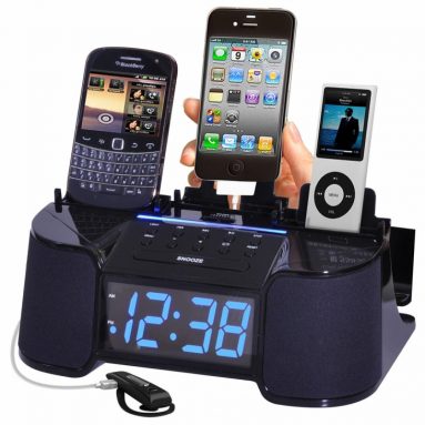 4 Port Charger with Speaker, Alarm, Clock and FM Radio