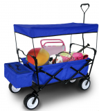 Kids Blue Folding Portable Wagon with Carry Bag
