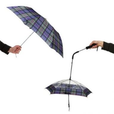We Go Together Owner & Dog Umbrella Leash Set Plaid / Clear