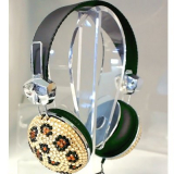 Leopard Crystal Rhinestone Bling DJ Over-Ear Headphones