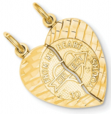 14k Gold 2-Piece Break – Apart Polished ‘From My Heart Direct to Yours’ Heart Pendant