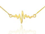 14k Yellow Gold Lifeline Pulse Pendant Heartbeat Necklace