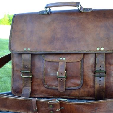 Vintage Look Leather Laptop Messenger