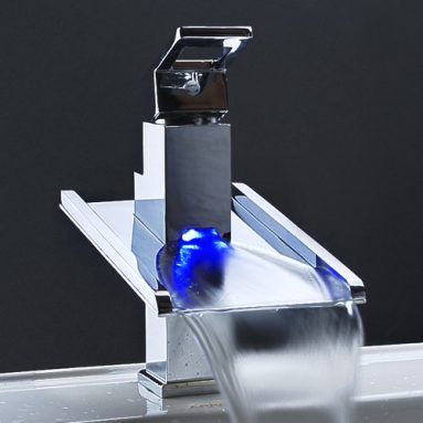 Waterfall LED Bathroom Vanity Sink Faucet