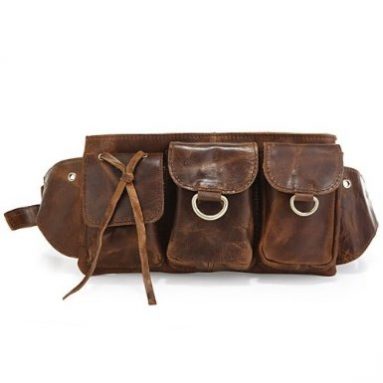 Vicenzo Adonis Leather Brown Waist Bag/ Fanny Pack/ Waist Hip Purse