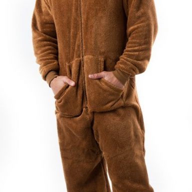 Footed Pajamas Teddy Bear Adult Hoodie One Piece