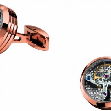 Cufflinks Rose Gold Plated with Silver Carbon