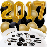2017 New Year’s Eve – Gold – Confetti and Balloon New Years Eve Party Decorations – Combo Kit
