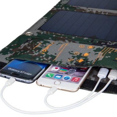 22W 2-Port USB Portable Foldable Solar Charger with High Efficiency Solar Panel