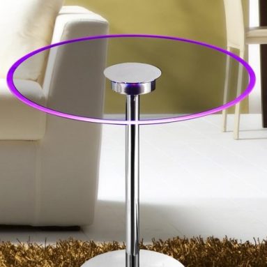Color Changing LED Chrome Finish Glass Table