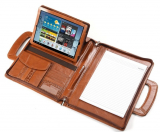 iPad Executive Portfolio With Brown Crocodile-Patterned Leather Trim