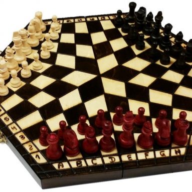 3 Man Wood Chess Set for Three Players