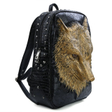 3D Animal School Backpack Wolf Studded College Backpack